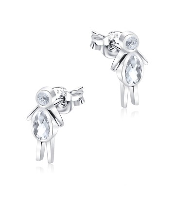 Human Shape With CZ Stone Silver Ear Stud STS-5685